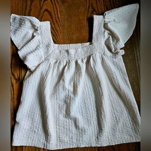 LOFT Cream flutter sleeve top